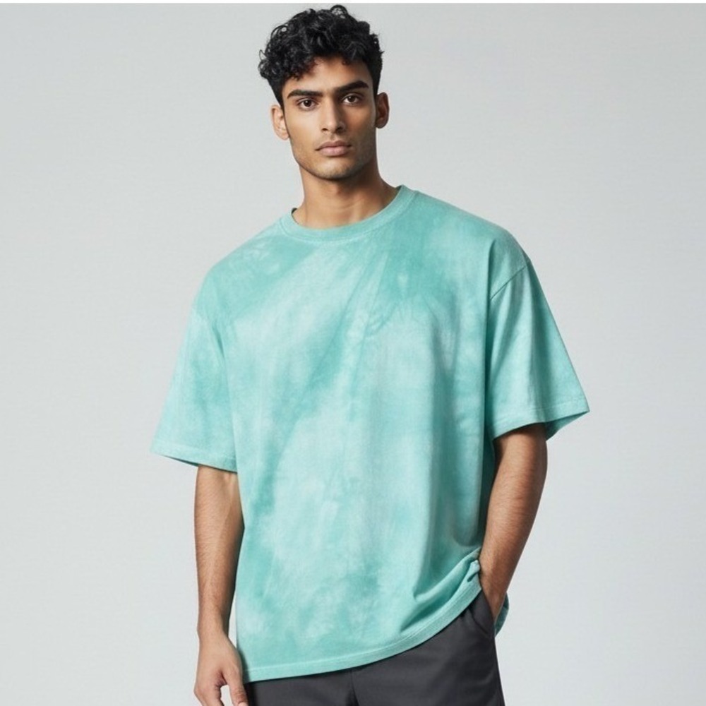 Kelleydeeee OG Mens Teal Tie Dye Cotton Short Sleeve T-Shirt Size L